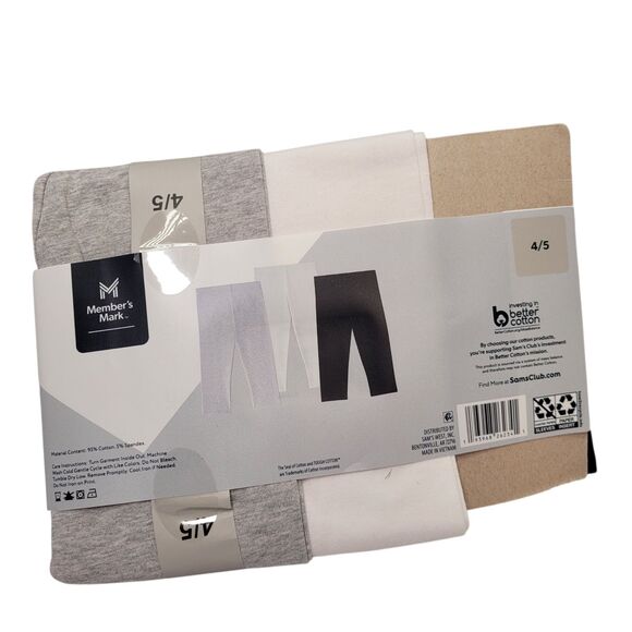 Member's Mark Girls Cotton Favorite Capri Leggings Pull-On Full Size 4/5 3-Pack - Picture 2 of 12